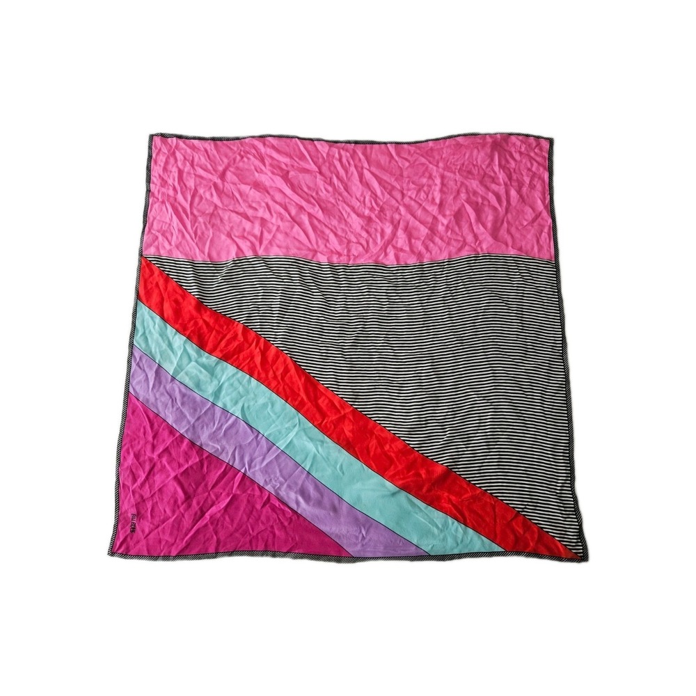 Vtg Bill Blass Colorful Silk Abstract Stripe Retro Colorblock Square Scarf 34x34